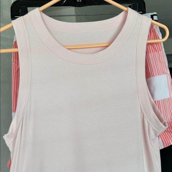 DKNY Women’s Soft Pink Tank and Striped Shorts Set - Picture 9 of 15